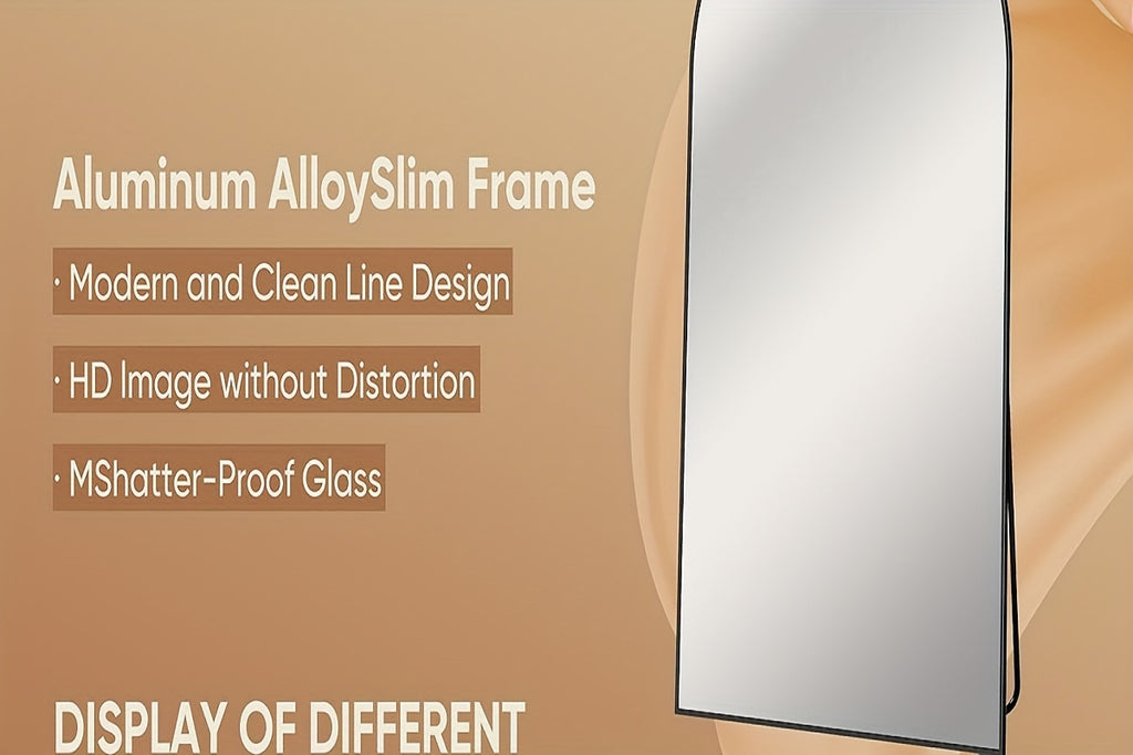 Full Length Floor Mirror Arched Freestanding Large Full Body Standing Mirror with Sturdy Base Polished Surface for Bedroom Living Room Bathroom Space Enhancing Home Decor