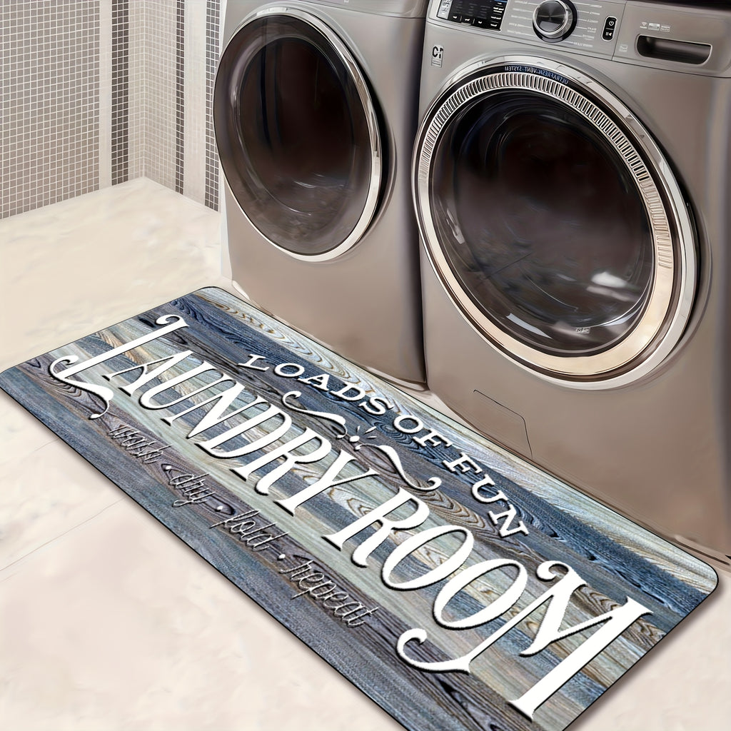 Laundry Room Runner Rug Non-Slip Washable Farmhouse Retro Floor Mat for Kitchen Bathroom Hallway Multiple Sizes and Colors Blue Brown Red Home Decor Accent Rug
