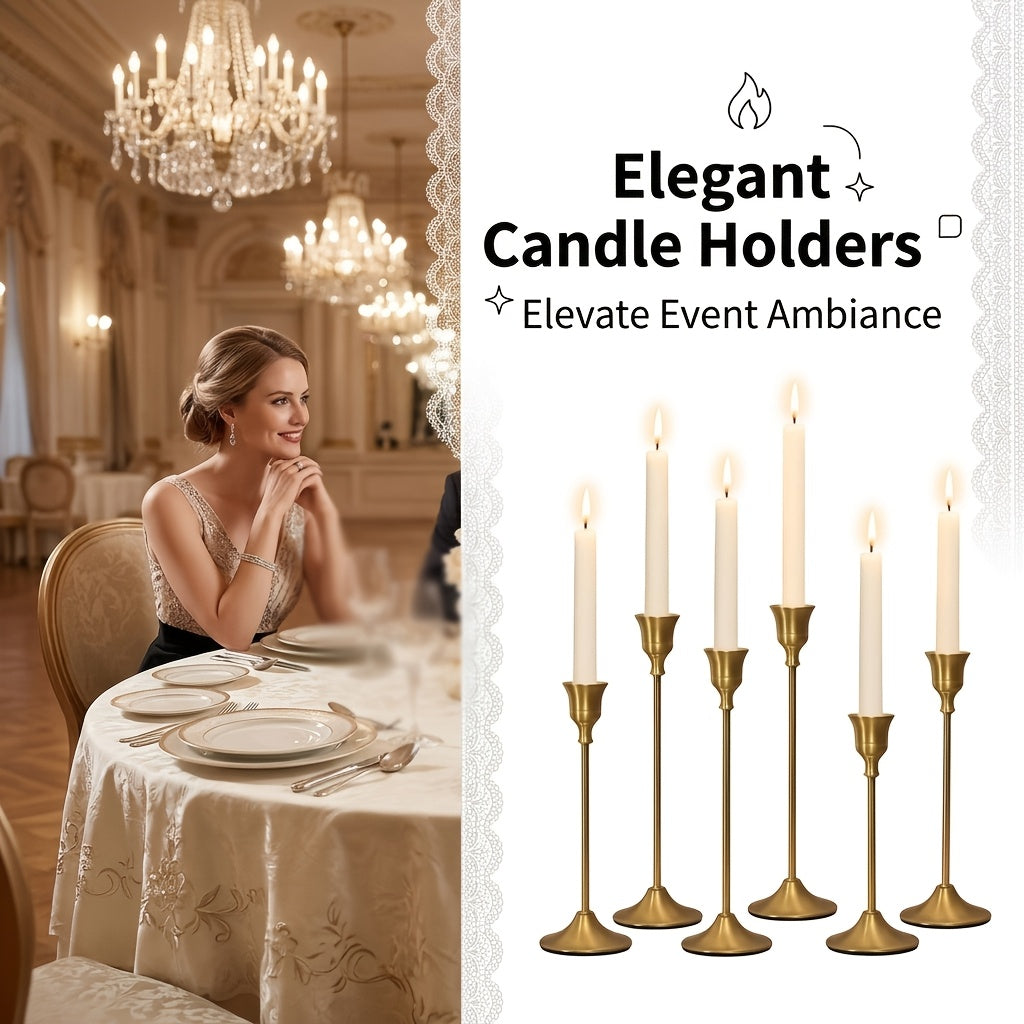Copper Taper Candle Holders Set 30/36/48 Pcs Retro Minimalist Candlestick for Dining Table Wedding Birthday Christmas Fireplace Home Decor