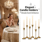 Copper Taper Candle Holders Set 30/36/48 Pcs Retro Minimalist Candlestick for Dining Table Wedding Birthday Christmas Fireplace Home Decor