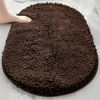 Chenille Oval Non-Slip Bathroom Mat Super Absorbent Soft Plush Floor Mat – Machine Washable, Anti-Slip Backing, 5 Colors 6 Sizes for Bathroom Kitchen Pet Use
