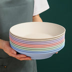 Colorful Wheat Straw Dining Plates 10-Pack – Anti-Drop Reusable Plates, Dishwasher & Microwave Safe for Home & Kitchen