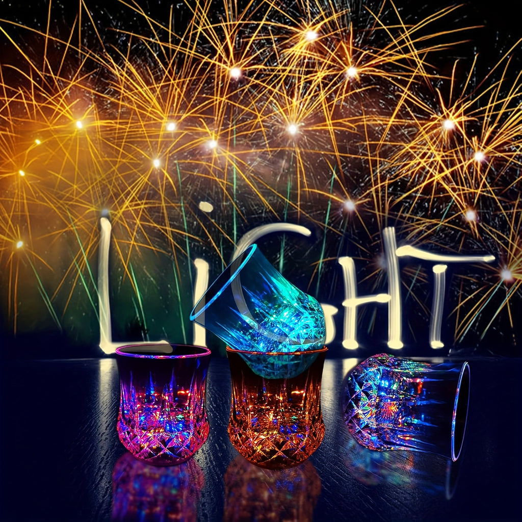 LED Light Up Cups Set of 2 | Water Activated Glowing Wine Glasses Multicolor Flashing Drinkware for Party Bar Easter