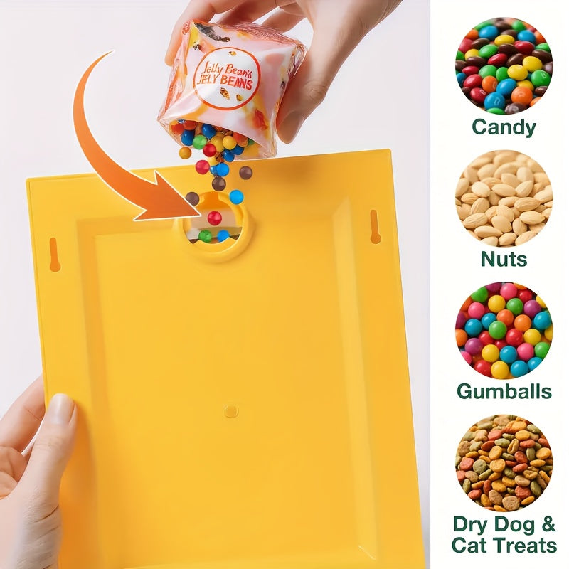 Wall-Mounted Candy Dispenser Frame – Square Hanging Candy Distribution Organizer for Halloween, Christmas, School Parties & Holiday Gifts, Available in Blue, Pink & Yellow