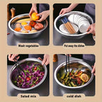 Large Stainless Steel Mixing Bowl 15.74 Inch - Heavy Duty 304 Steel Rustproof Kitchen Bowl for Baking Cooking Pasta Salad Dough, Commercial & Home Prep, Dishwashing Basin