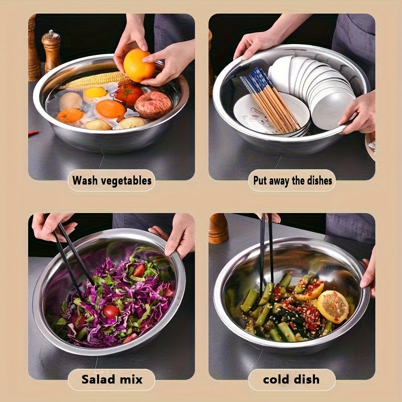 Large Stainless Steel Mixing Bowl 15.74 Inch - Heavy Duty 304 Steel Rustproof Kitchen Bowl for Baking Cooking Pasta Salad Dough, Commercial & Home Prep, Dishwashing Basin