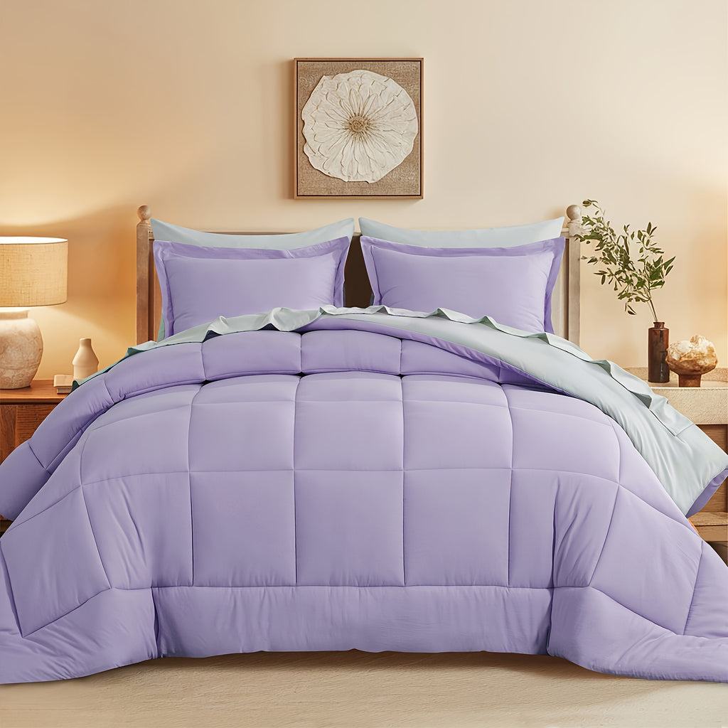 Bed in a Bag Queen 7 Piece Fluffy Comforter Set – Ultra-Soft Microfiber Bedding with Comforter, Fitted Sheet, Flat Sheet & 4 Pillowcases, Hypoallergenic Breathable All Season Bedding Gift for Her