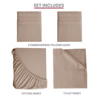 Brushed Microfiber Bed Sheet Set 6 Piece with Embroidered Pillowcases - Hotel Luxury Deep Pocket 16 Inch, Soft Breathable All Season, 24 Colors, Twin Twin XL Full Queen King Cal King