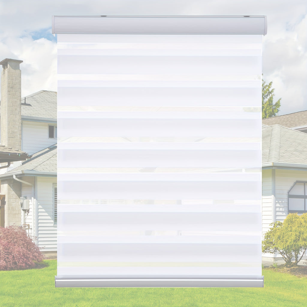 Cordless Zebra Blinds Day Night Dual Layer Window Shades for Home & Office – Free Stop Light Control, Easy Install, 4 Colors & Custom Widths