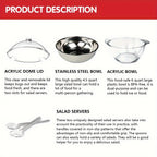 Large Salad Bowl Set with Ice Chiller Base Lid & 2 Serving Spoons – Clear Refrigerated Veggie Tray for Parties Buffets & Holiday Entertaining | BPA-Free Party Platter