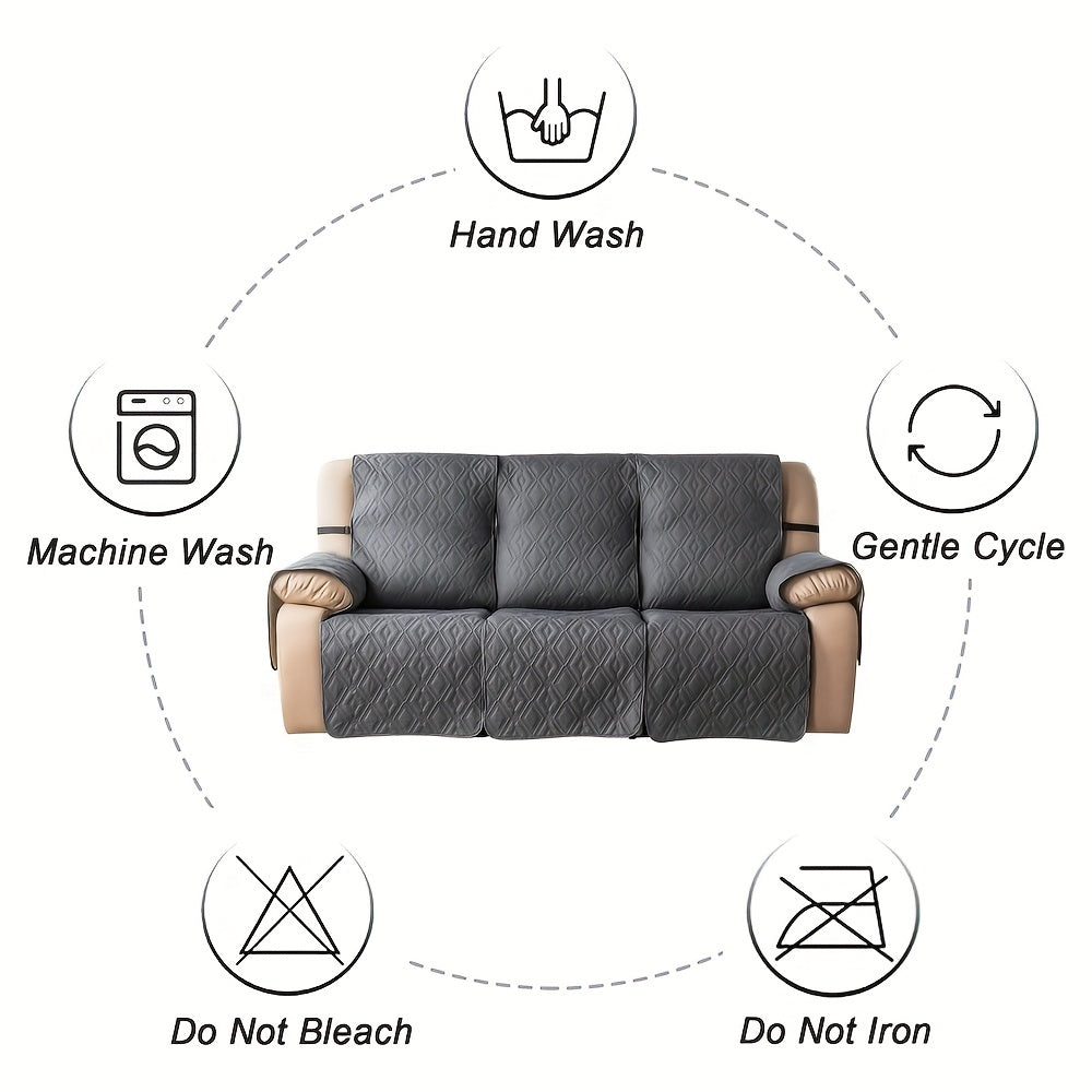 Recliner Sofa Cover Set 3-Piece Non-Slip Couch Covers for 3-Cushion Reclining Couch – Washable Furniture Protector with Elastic Straps for Pets & Dogs, Knit Fabric Slipcover for Living Room