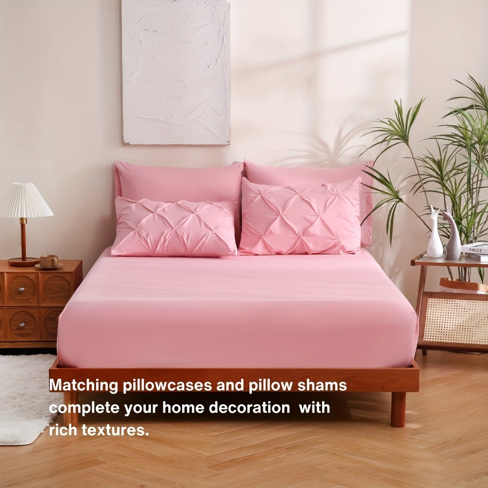 5/7pcs Pintuck Bed In A Bag Comforter Sets, Pinch Pleat Complete Bedding Sets with Comforter, Sheets & Pillowcases, Queen/King Size, All Season