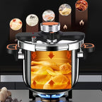 Stainless Steel Pressure Cooker Fast Cooking with One-Touch Locking Lid, Safety Valve & Pressure Gauge – Induction & Gas Compatible for Indoor Outdoor Use