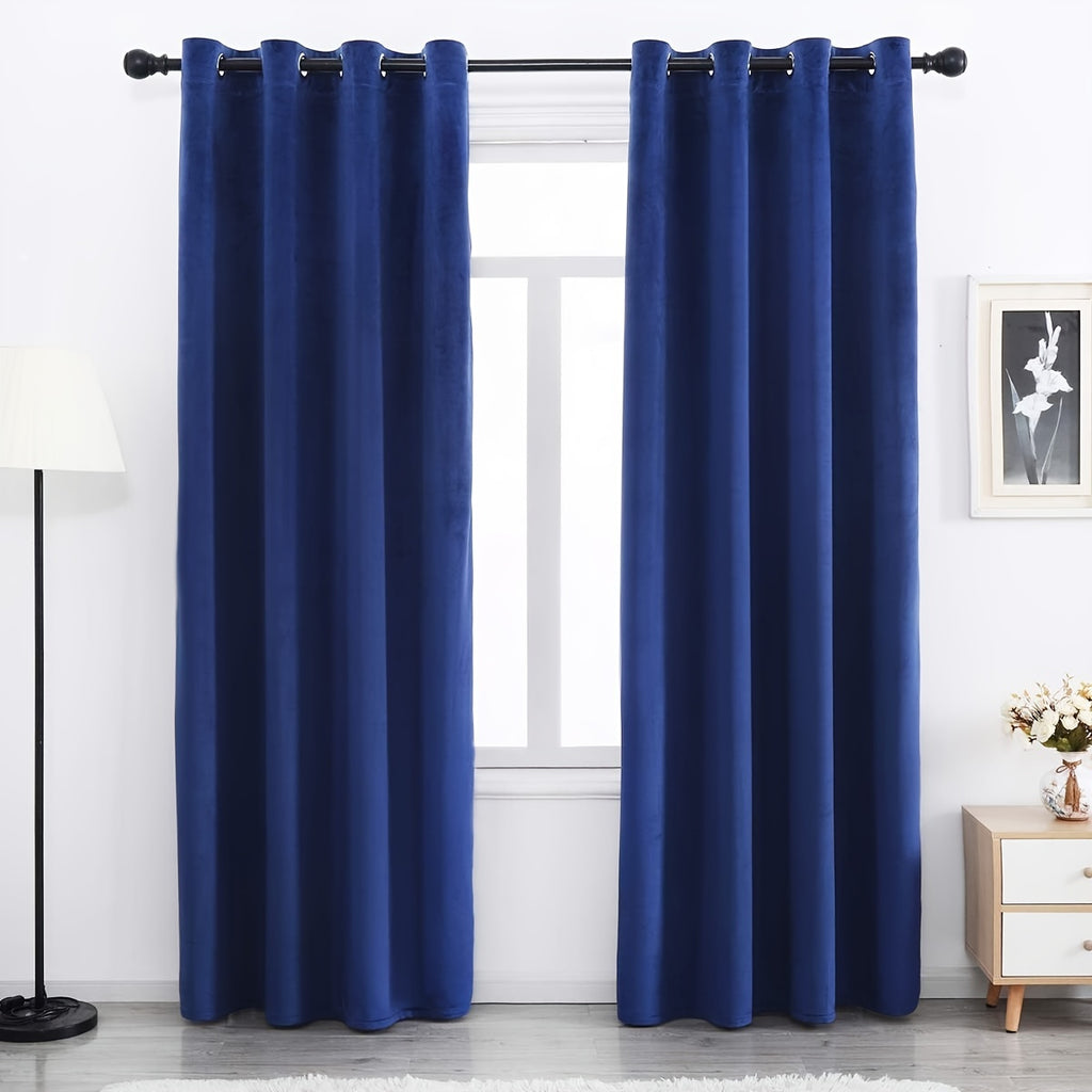 Velvet Curtains 52” Wide – Soft Grommet Thermal Insulated Light Filtering Velvet Window Panels for Bedroom | 2-Panel Set in 14 Colors & 7 Lengths