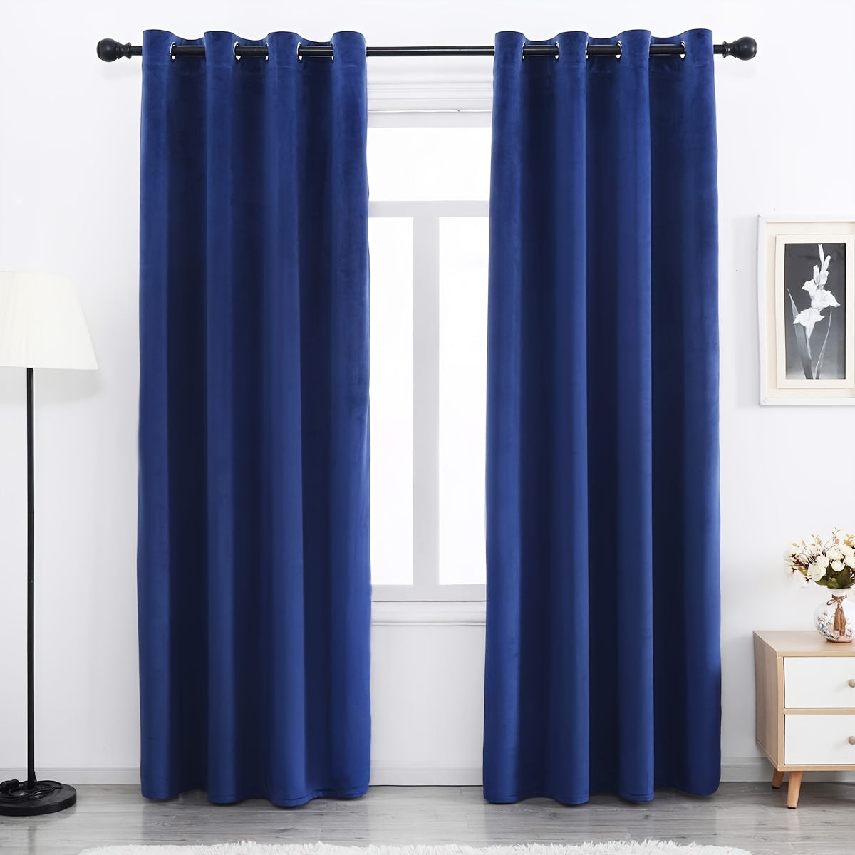 Velvet Curtains 52” Wide – Soft Grommet Thermal Insulated Light Filtering Velvet Window Panels for Bedroom | 2-Panel Set in 14 Colors & 7 Lengths