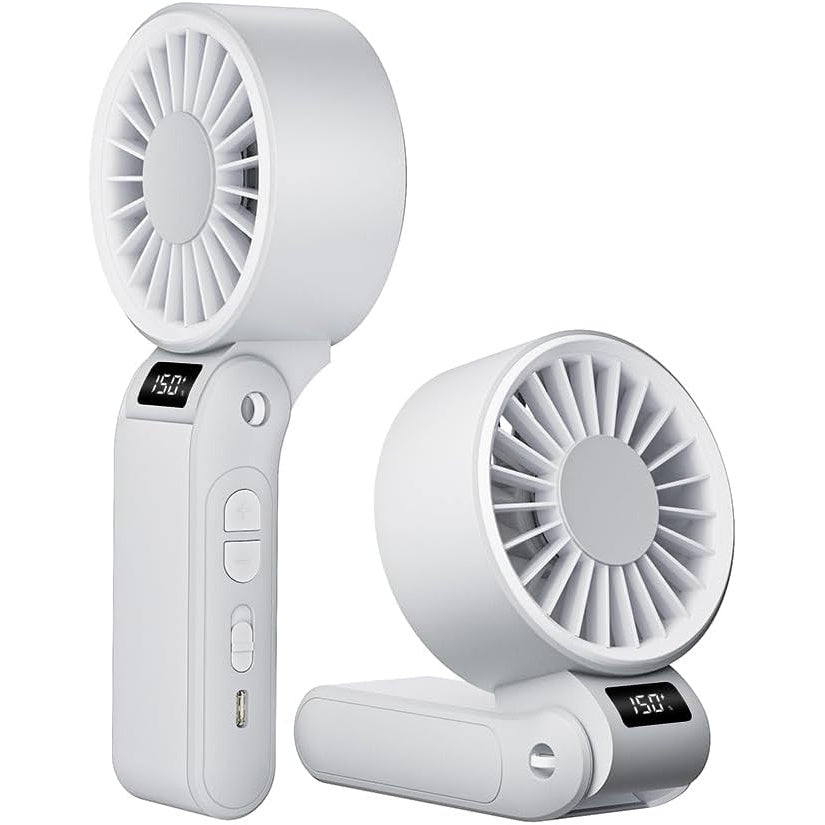 Portable Handheld Neck Fan USB-C Rechargeable 150-Speed Stepless Adjustable Foldable LED Display for Outdoor Travel Work Road Trips Hands-Free Wearable