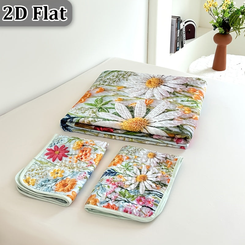 Floral Quilt Set 2 or 3 Piece – Colorful Flowers & Plants Quilted Bedspread with Pillowcases, Soft Breathable Hypoallergenic Machine Washable Bed Cover Twin Queen King