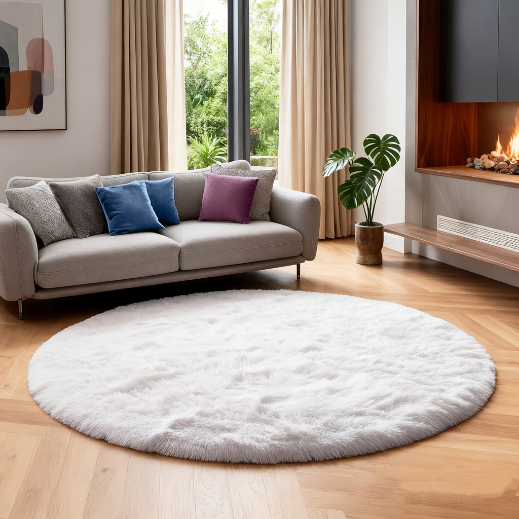 Tie Dye Round Area Rug Soft Plush Shaggy Circle Floor Mat Non-Slip for Living Room Bedroom Dorm – Boho Rainbow & Solid Colors 4x4 5x5 6x6 7x7 8x8 Ft | Home Decor Aesthetic