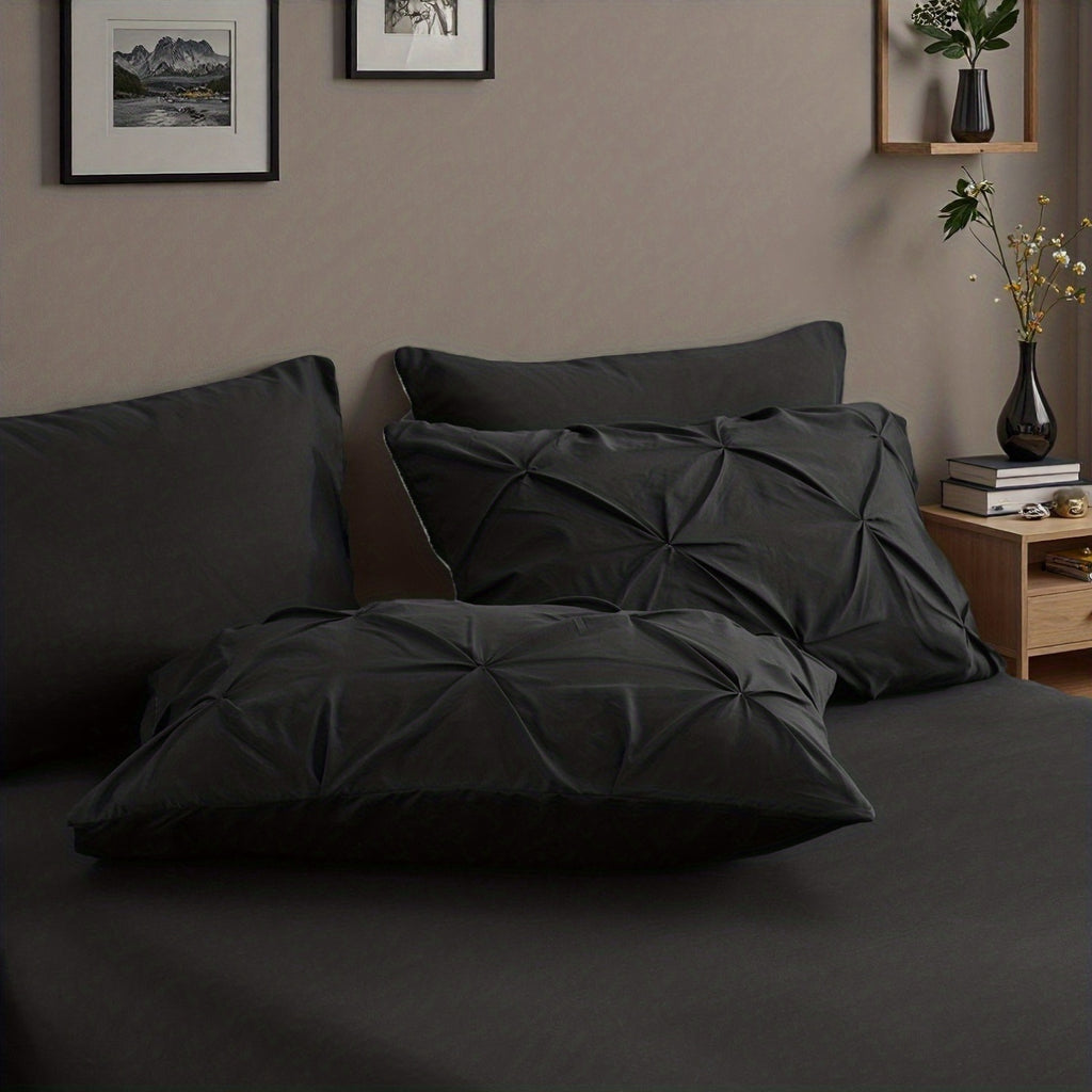 Luxury Pleated Comforter Set 5/7 Pcs – Soft Plush Fiber Fill, Quilted Comforter, Fitted Sheet, Flat Sheet, Pillowcases & Shams, Twin Full Queen King Year-Round Bedding