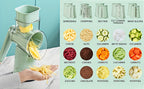 5-in-1 Rotary Cheese Grater with Interchangeable Blades, Suction Cup Base & Handle – Manual Vegetable Slicer Shredder for Cheese, Fruits, Nuts & Vegetables – Easy Clean Kitchen Tool Set