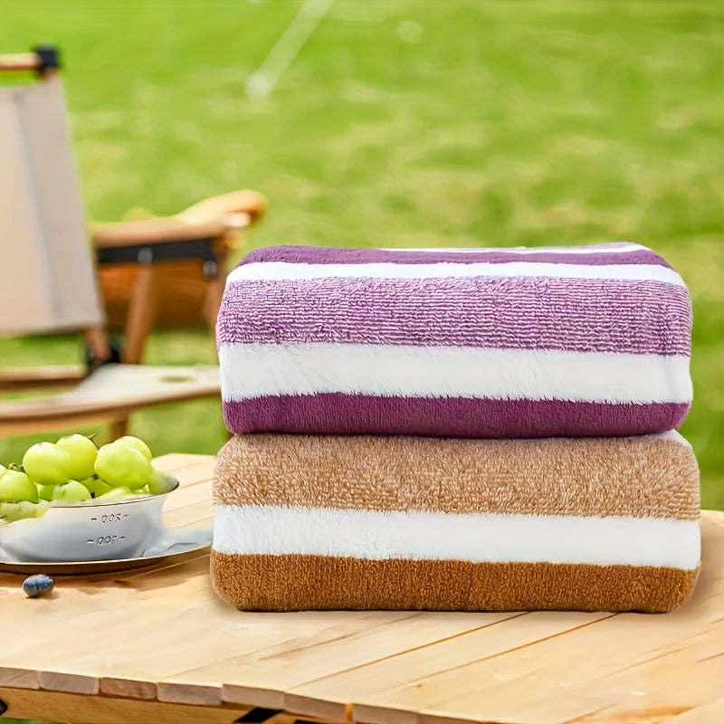 Classic Striped Bath Towel Set – 9 or 15 Piece No-Hair-Loss Super Absorbent Two-Color Towel Bundle | Large Bath Towels, Face Towels & Hand Towels for Bathroom & Beach