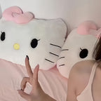 Hello Kitty Plush Pillow 17.7 Inch – Large Soft Sheepskin-Like Kawaii Cushion with Pink Bow & Black Ears | Girls Bedroom Decor | Birthday & Sleepover Gift