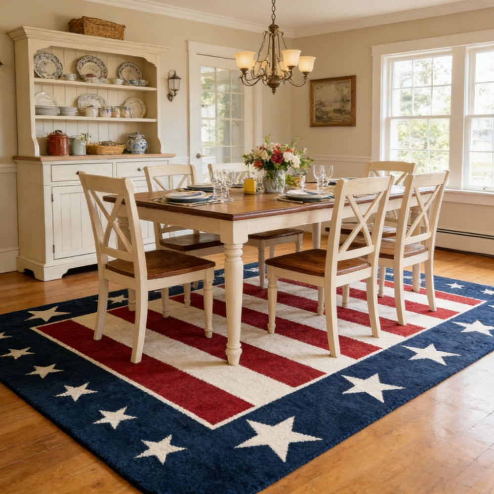 American Flag Area Rug – Machine Washable Velvet Patriotic Rug for Living Room, Bedroom & Outdoor | Soft Non-Slip Floor Mat 56x80in