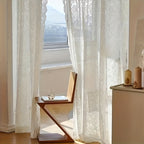 Phoenix Tail Floral Lace Sheer Curtain – Elegant Semi-Sheer Rod Pocket Panel with Eyelet Detailing | Living Room, Kitchen & Bathroom | White, Green & Coffee