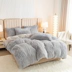 Plush Duvet Cover Set 3 Piece Ultra-Soft Warm Comforter Cover Twin Full Queen King 8 Colors for Bedroom Guest Room Dorm