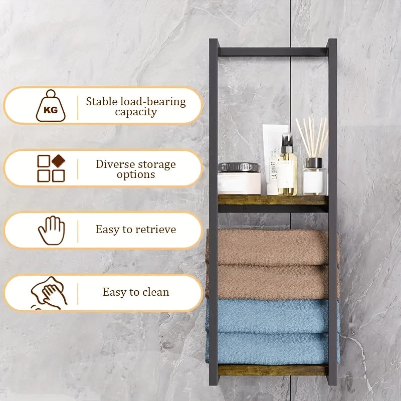 2-Layer Wall-Mounted Towel Rack 11.2 Inch Space Saving Organizer for Bathroom Bedroom Living Room Home Decor 1-Pack and 2-Pack