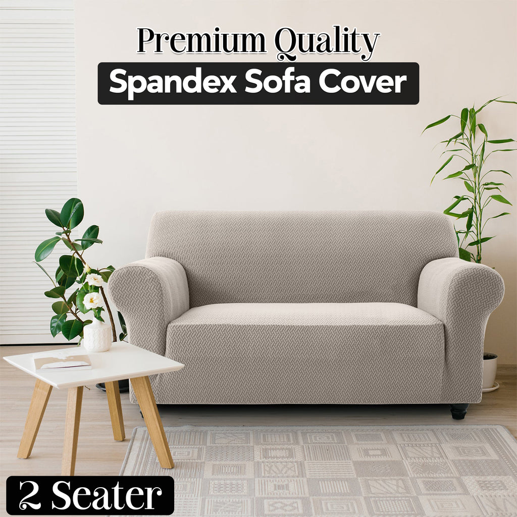 Plush Thick Spandex Sofa Cover Elastic Bottom – Soft Stretchable Couch Slipcover, Non-Slip, Machine Washable, 6 Colors, 2/3 Seater, Living Room Apartment Office Home Decor