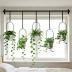 Vertical Planter Set with Adjustable Metal Rod, Iron Rings & Hanging Flower Pots for Window Sill & Balcony, Mini Vertical Garden Kit for Indoor Outdoor Plants, Space-Saving Patio Planter