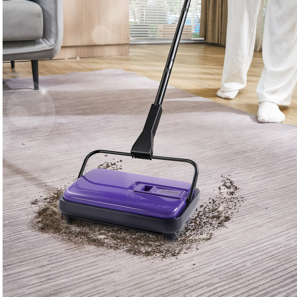 Manual Carpet Sweeper No Battery Needed 300ml Dustbin 180° Rotating Head Floor Sweeper for Carpet Hardwood Tile Pet Hair Home Office