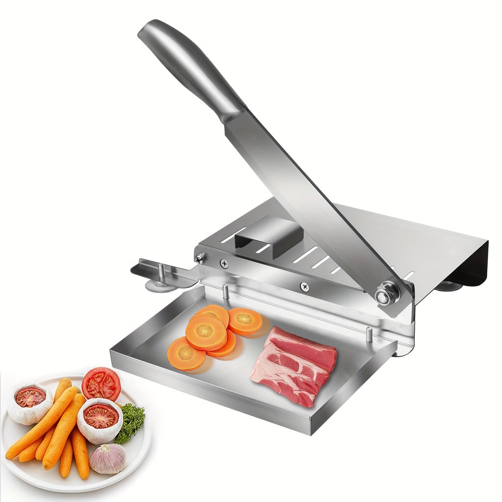 Manual Meat Slicer Stainless Steel for Frozen Meat & Beef Rolls – Easy-Clean Handheld Cutter for Hot Pot, Shabu Shabu, BBQ, Vegetables & Soft Bone, Home Kitchen (Model ZD-01)