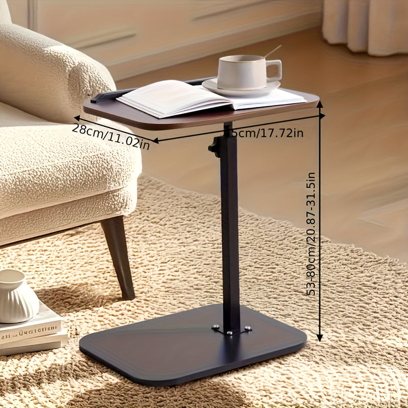 C-Shaped Sofa Side Table with 360° Rotating Top & Adjustable Height – Slide-Under End Table for Living Room Bedroom Small Spaces, Couch Snack Laptop Tray, Black