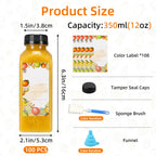 Plastic Juice Bottles with Caps 12oz 16oz Bulk Set 100 118 142 Pcs - Empty Bottles with Labels Funnel & Brush for Juice Smoothie Tea Coffee Party | Nuvia Haven