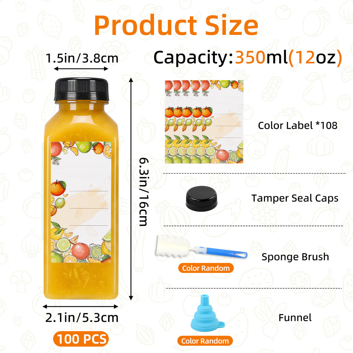 Plastic Juice Bottles with Caps 12oz 16oz Bulk Set 100 118 142 Pcs - Empty Bottles with Labels Funnel & Brush for Juice Smoothie Tea Coffee Party | Nuvia Haven