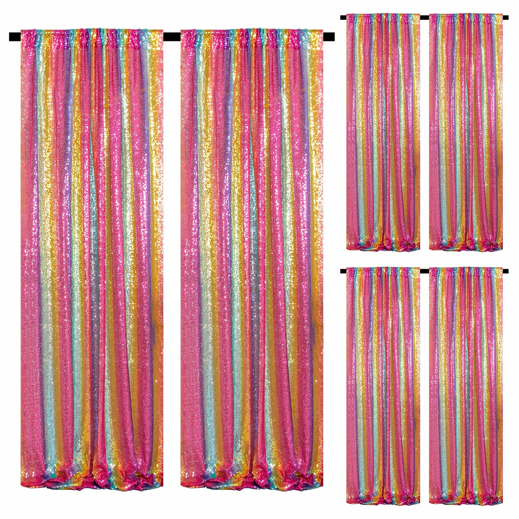 Sequin Curtains Backdrop 4 & 6 Panels 2x8FT - Shimmer Glitter Party Backdrop Curtain for Wedding Birthday Bachelorette Photo Booth, 25 Colors Reusable Event Decoration