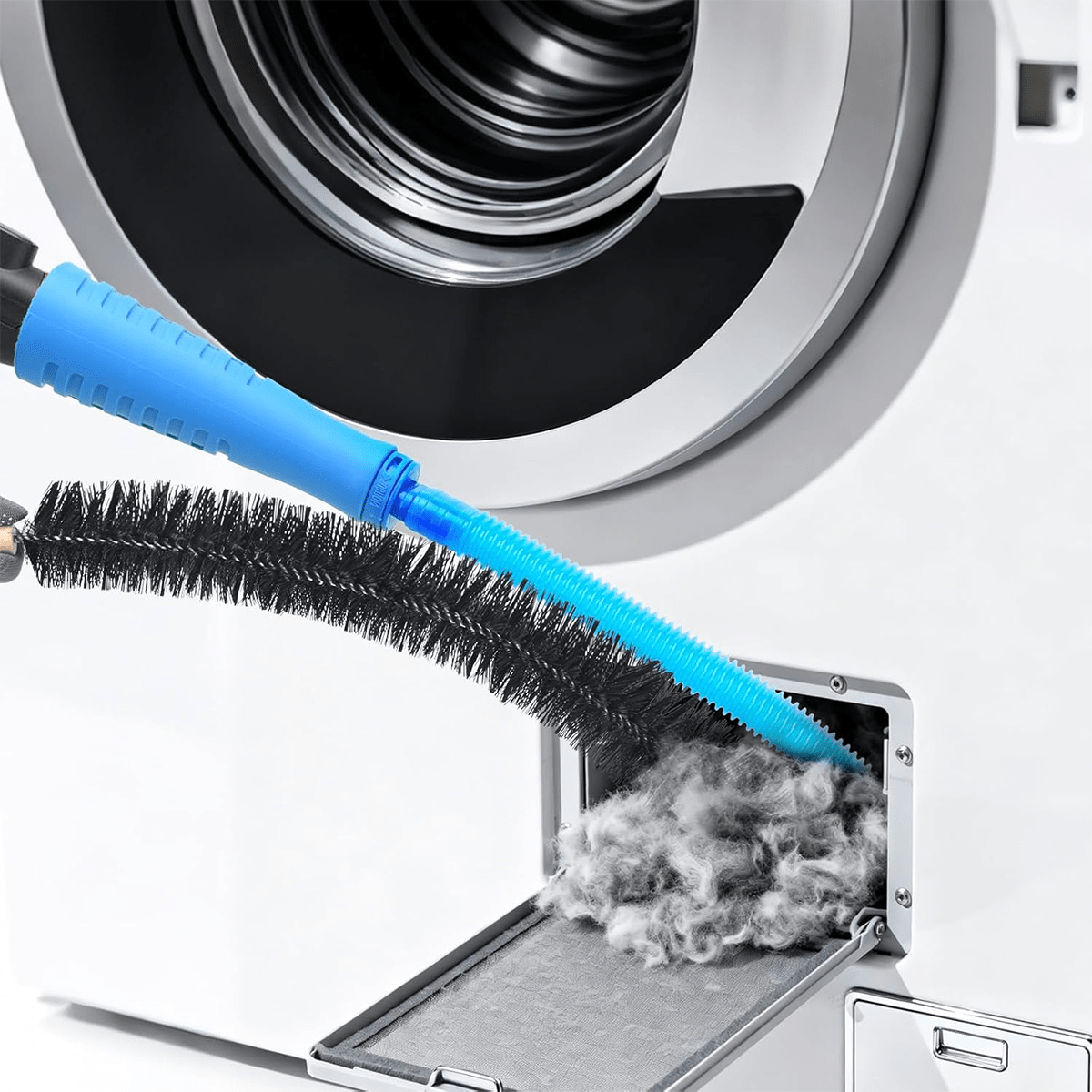 Dryer Vent Cleaning Kit with Flexible Vacuum Hose & Lint Brush Set – Fits Most Vacuums, Removes Lint Buildup Fast, Essential Home Laundry Maintenance Tool for Fire Safety