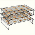 Collapsible Stackable Baking Cooling Racks Set of 3 – Space-Saving Foldable Wire Rack for Cookies, Cakes & Bread | Essential Kitchen Baking Tool