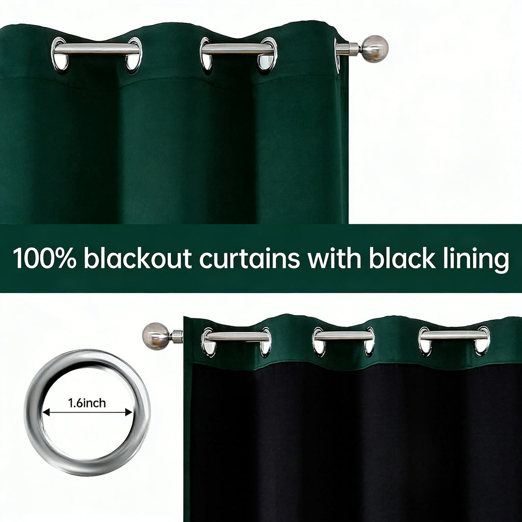 4-Panel 100% Blackout Velvet Curtains – Thermal Insulated, Noise Reducing, Privacy | Living Room & Bedroom | 4 Colors, 6 Sizes | Nuvia Haven