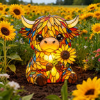 Sunflower Highland Cow Table Lamp – Warm-Toned Whimsical Light-Up Cow Statue Bedside Lamp & Tabletop Decoration, Perfect Gift for Animal Lovers & Home Decor