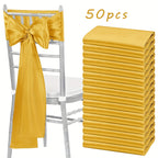 50pcs Satin Chair Sashes Bow Ribbons for Wedding Reception Banquet Restaurant Party Hotel Event Decoration – Universal Chair Belt Streamer 7 x 108 Inches