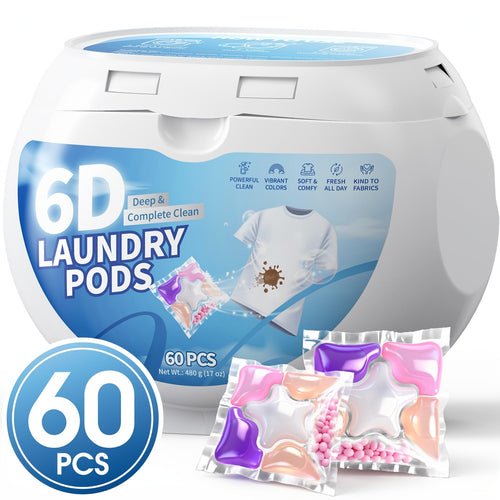 6-in-1 Laundry Pods Concentrated Deep Clean & Tough Stain Remover - HE Compatible Quick Dissolve No Residue Spring Meadow & Lavender Scent 60-100 Count