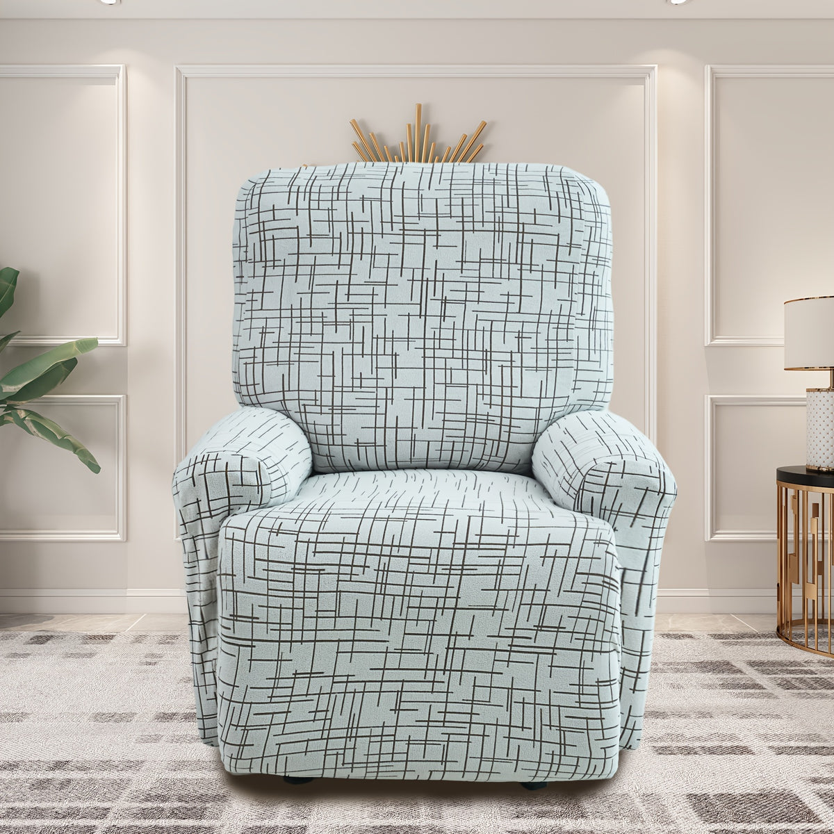 Recliner Slipcover Set of 4 with Side Pocket, Extra Large Jacquard Stretch Furniture Protector Cover, Elastic Band Closure, 92% Polyester All-Season Recliner Chair Cover for Living Room, 10 Patterns