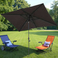 6.5 x 10ft Rectangular Patio Umbrella with Aluminum Pole Crank 6 Steel Ribs Polyester Canopy Outdoor Market Table Umbrella UV Protection