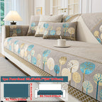 Bohemian Embroidered Sofa Cushion Cover Geometric Tree Leaf Design Pet Friendly Elegant Blue Gold for Living Room Bedroom Office All Sofa Sizes