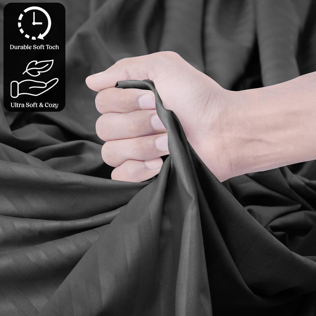 Luxury Striped Bed Sheet Set 3 or 4 Pcs – Hotel-Quality Deep Pocket 16", Extra Soft Breathable Cooling Sheets, Wrinkle & Fade Resistant, Twin Twin XL Full Queen King Cal King, 11 Colors