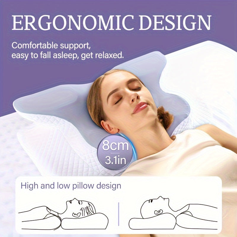 Memory Foam Cervical Support Pillow – Slow Rebound Breathable Arch Pillow for All Sleeping Positions, Neck & Spine Relief, Soft Multifunctional Bed Pillow & Family Gift
