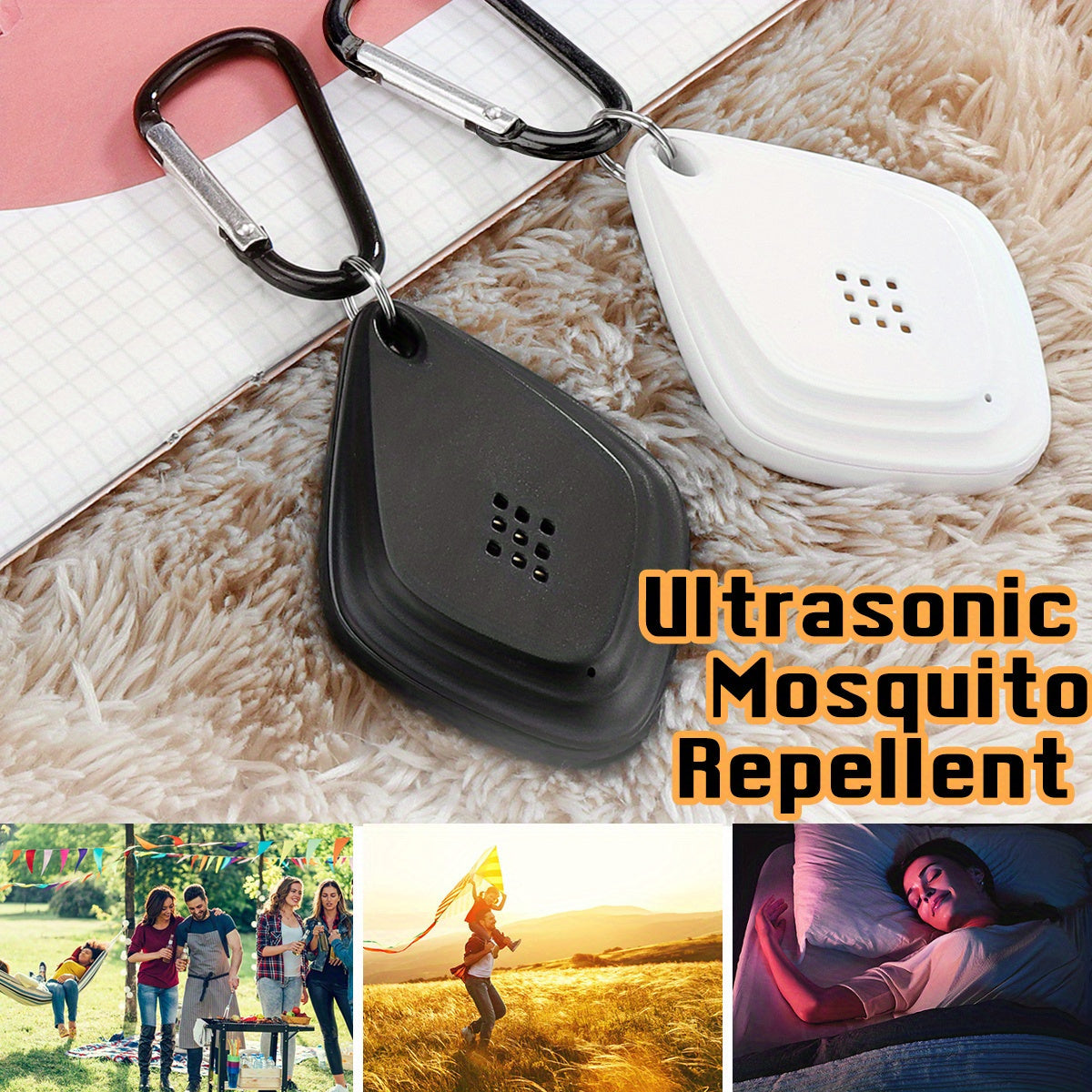 Portable Ultrasonic Mosquito Repellent USB Rechargeable - Soundwave Insect Repeller for Mosquitoes Fleas Ticks Camping Picnic Sports Home Indoor Outdoor Pest Control Device
